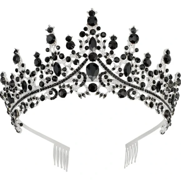 Elegant Black Crystal Tiara Brand New - Picture 1 of 3